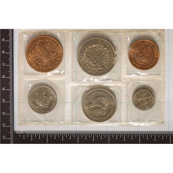1963 NEW ZEALAND 7 COIN UNC SET IN SEALED PLASTIC