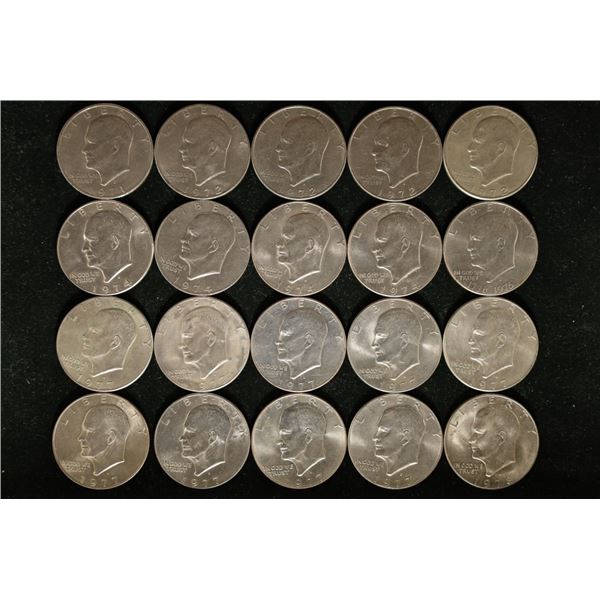 20-IKE DOLLARS MOST AU/UNC: 1971-D, 4-1972-D,