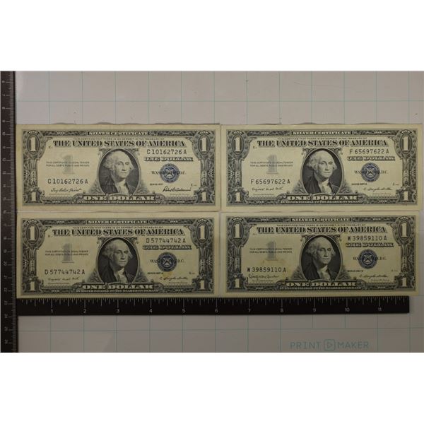 4-US $1 SILVER CERTIFICATES: 1957-XF, 2-1957-A