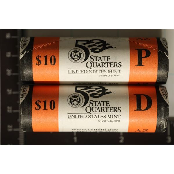2-$10 ROLLS OF 2008-P & D ARIZONA QUARTERS BU