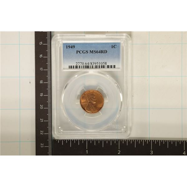 1949 LINCOLN WHEAT CENT PCGS MS64RD