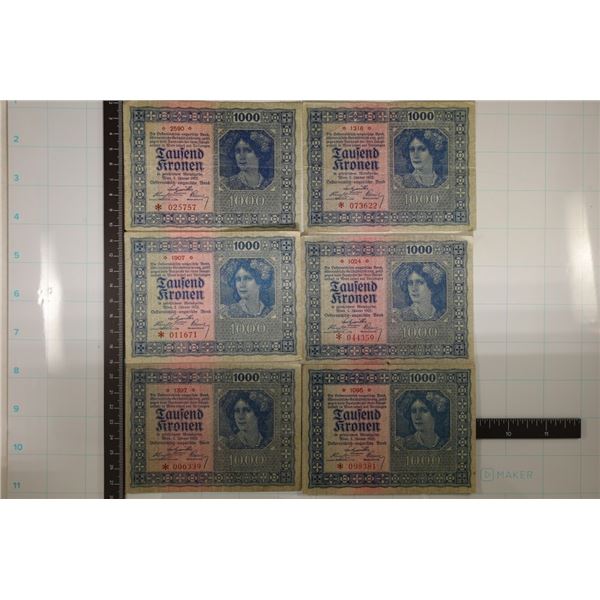 6-1922 AUSTRIA 1000 KRONEN BILLS