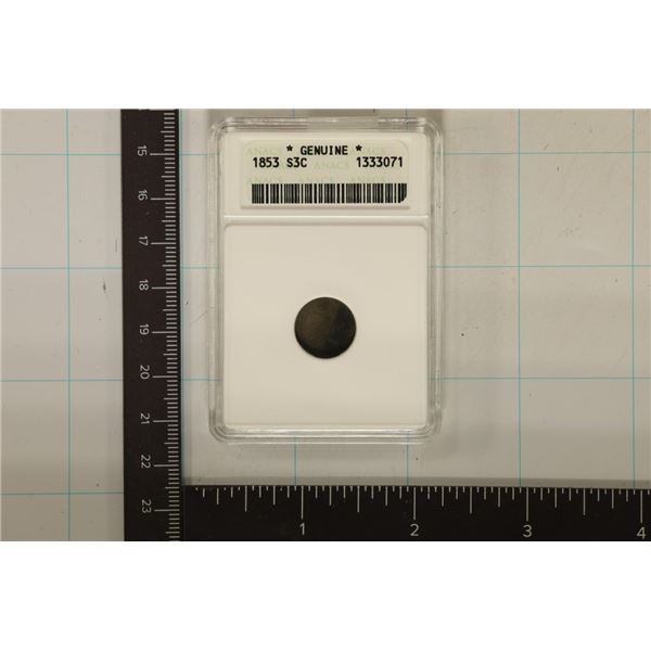 1853 THREE CENT PIECE (SILVER) ANACS GENUINE