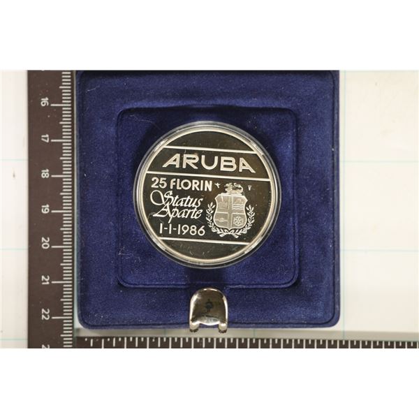 1986 ARUBA SILVER 25 CROWN 25 GRAMS, 38MM