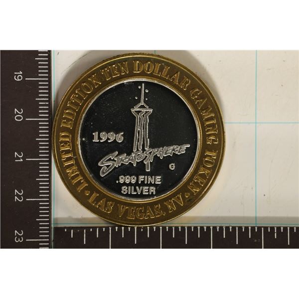 1996 CASINO $10 SILVER TOKEN (UNC) STRATOSPHERE