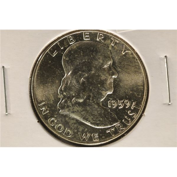 1959 SILVER FRANKLIN HALF DOLLAR. BRILLIANT UNC