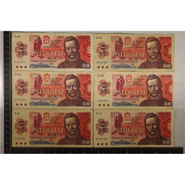6-1987 CZECHOSLOVAKIA 50 KORUN BILLS