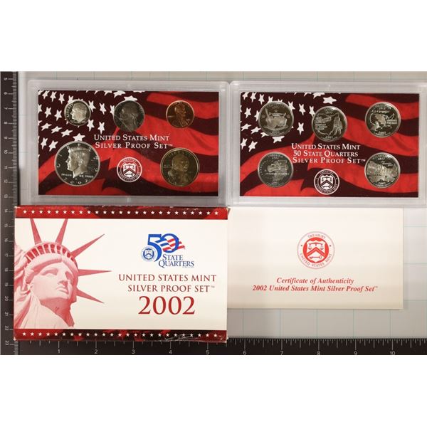 2002 US SILVER PROOF SET (WITH BOX) & CERTIFICATE