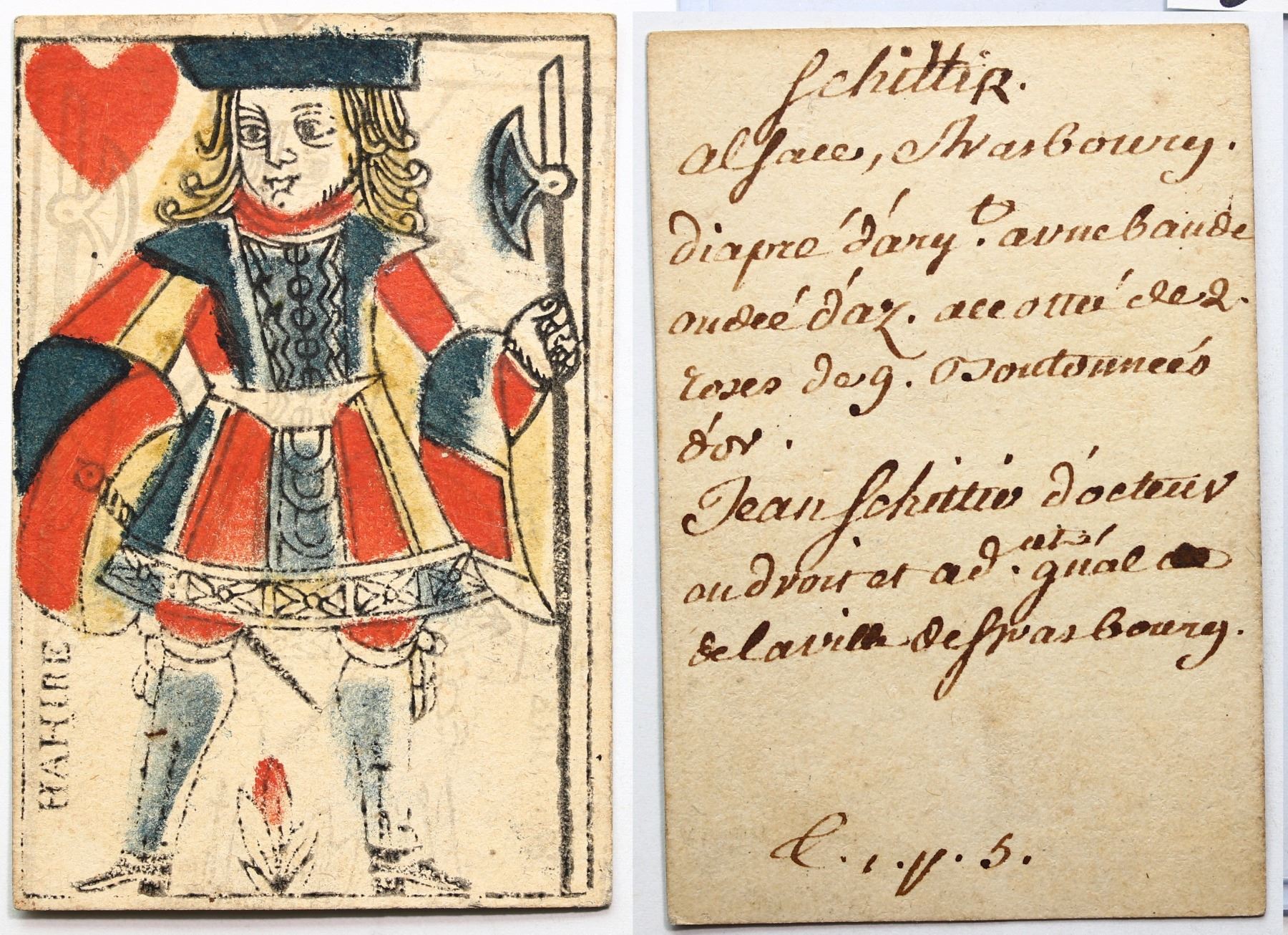 French Colonial Issue Playing Card; Jacks of Hearts with French Hand ...