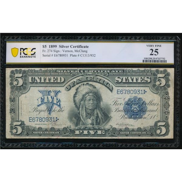 1899 $5 Chief Silver Certificate PCGS 25