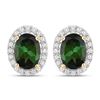 Image 3 : 14KT Yellow Gold 1.92ctw Green Tourmaline and White Diamond Earrings