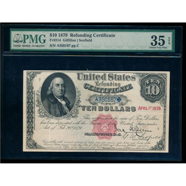 1879 $10 Refunding Certificate PMG 35EPQ