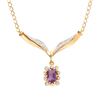Plated 18KT Yellow Gold 0.80ct Amethyst and Diamond Pendant with Chain