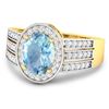 Image 2 : 14KT Yellow Gold 1.28ctw Aquamarine and Diamond Ring