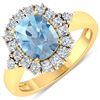 14KT Yellow Gold 1.65ct Aquamarine and Diamond Ring