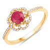 Image 1 : 14KT Yellow Gold 0.68ctw Ruby and White Diamond Ring