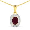 14KT Yellow Gold 1.5ct Ruby and Diamond Pendant with Chain