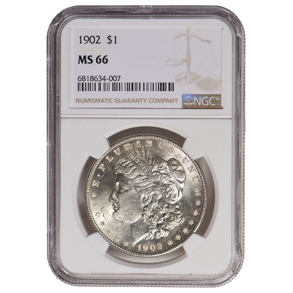 1902 $1 Morgan Silver Dollar Coin NGC MS66