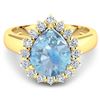 Image 2 : 14KT Yellow Gold 2.3ct Aquamarine and Diamond Ring
