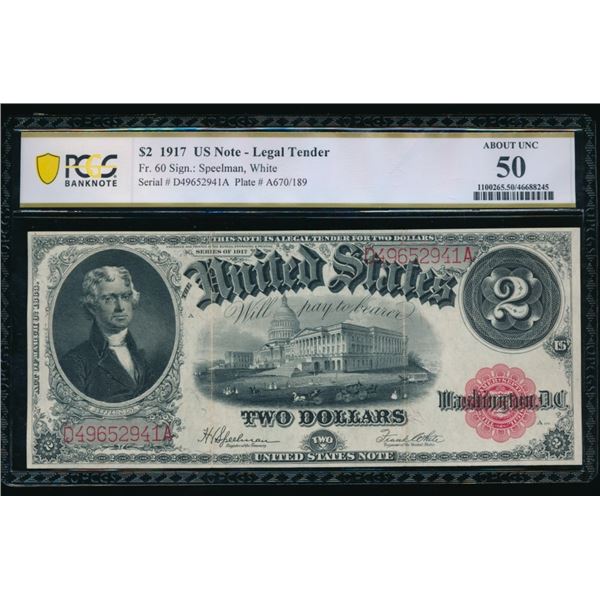 1917 $2 Legal Tender Note PCGS 50
