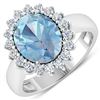 14KT White Gold 2.9ctw Aquamarine and Diamond Ring