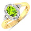 14KT Yellow Gold 0.63ctw Peridot and Diamond Ring