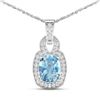 14KT White Gold 1.65ctw Aquamarine and Diamond Pendant