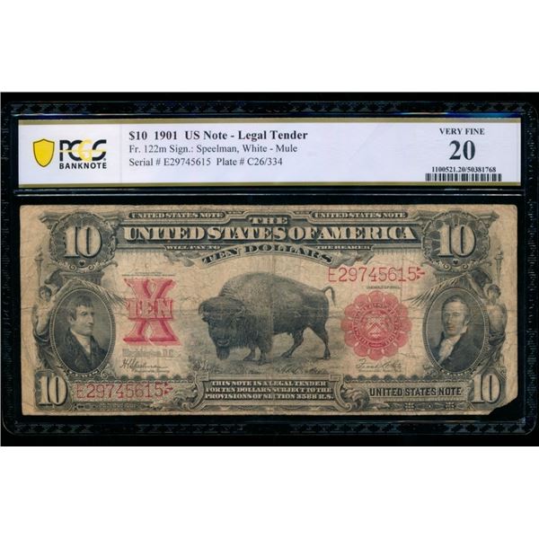 1901 $10 Bison Legal Tender Note PCGS 20