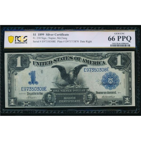 1899 $1 Black Eagle Silver Certificate PCGS 66PPQ