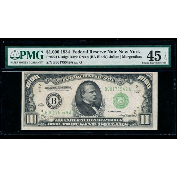 1934 $1000 New York FRN PMG 45EPQ