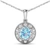 14KT White Gold 1.9ctw Aquamarine and Diamond Pendant