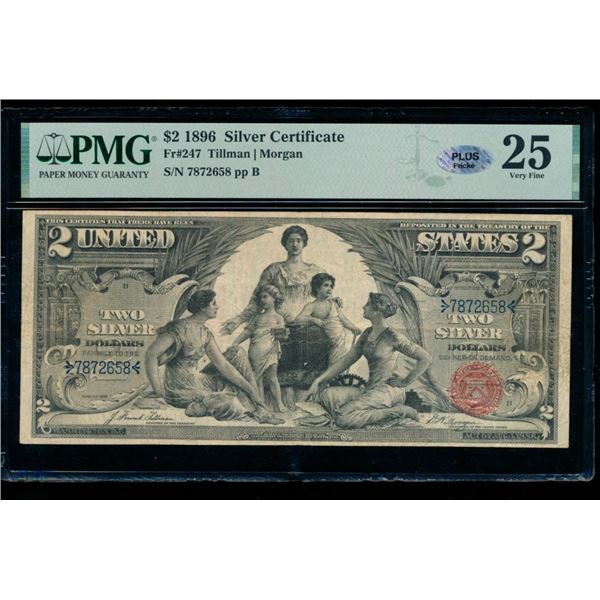 1896 $2 Educational Silver Certificate PMG 25