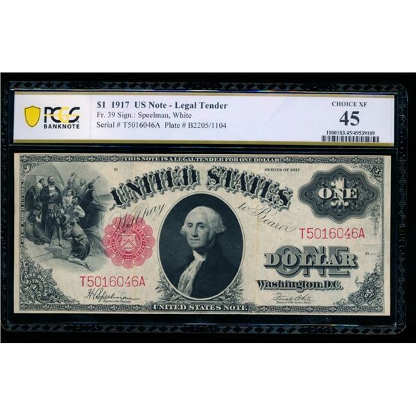 1917 $1 Legal Tender Note PMG 45