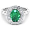 14KT White Gold 1.53ct Zambian Emerald and Diamond Ring