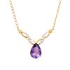 Plated 18KT Yellow Gold 3.55ct Amethyst and Diamond Pendant with Chain