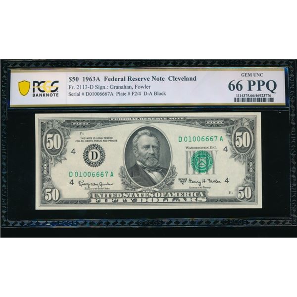 1963A $50 Cleveland FRN PCGS 66PPQ