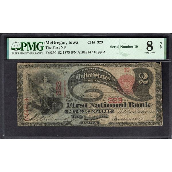 1875 $2 Lazy Deuce McGregor IA National PMG 8NET