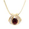 Plated 18KT Yellow Gold 5.00ct Garnet and Diamond Pendant with Chain