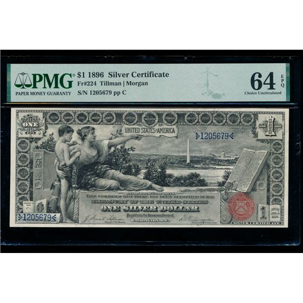 1896 $1 Educational Silver Certificate PMG 64EPQ