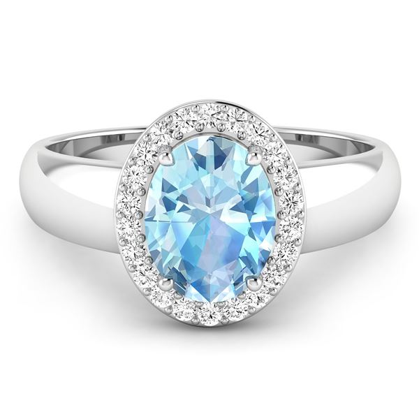 14KT White Gold 1.28ct Aquamarine and Diamond Ring