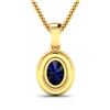 Image 3 : 14KT Yellow Gold 1.30ct Blue Sapphire and Diamond Pendant with Chain