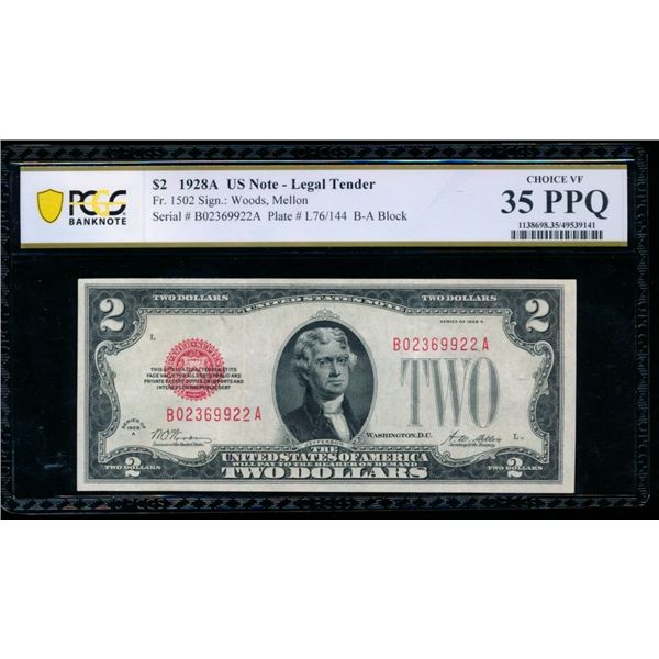 1928A $2 Legal Tender Note PCGS 35PPQ
