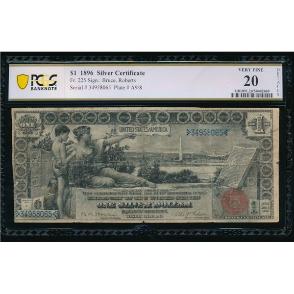 1896 $1 Educational Silver Certificate PCGS 20
