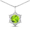 14KT White Gold 1.85ctw Peridot and Diamond Pendant