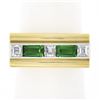 Image 1 : Unisex Vintage 18k Gold 1.10 ctw Baguette Tourmaline & Square Diamond Band Ring