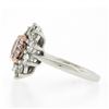 Image 4 : Platinum & 18k Gold GIA Fancy Pinkish Brown Diamond Flower Halo Engagement Ring