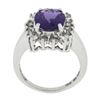 Image 8 : Estate Solid 14k White Gold 2.60 ctw Oval Amethyst Solitaire w/ Diamond Halo Rin