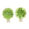 Image 1 : 14k Yellow Gold 2.86 ctw Round Green Peridot w/ Diamond Accent Stud Earrings