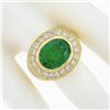 Image 3 : NEW 18k Gold 7.70 ctw GIA Oval Bezel Emerald & Diamond Hammered Wide Cocktail Ri