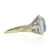 Image 5 : Antique Art Deco 14K White Gold 1.5 ctw Bezel Aquamarine Solitaire Filigree Ring